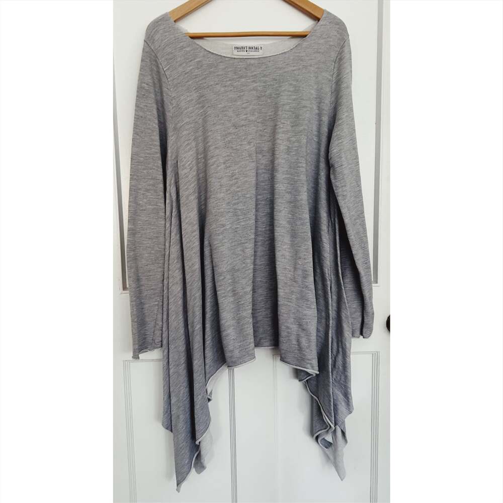 Grey Asymmetrical Sweatshirt Style Top by Project Social T Size Large